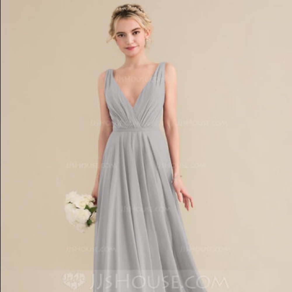 Gray A-Line / Princess Bridesmaid Gown
